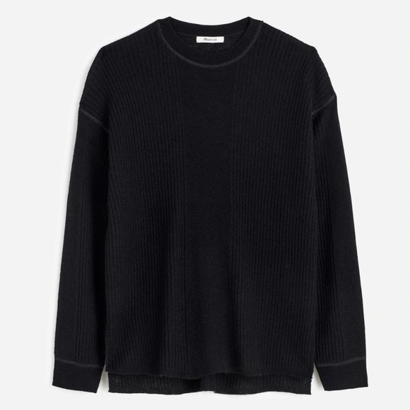 Madewell true black Ribbed Alpaca-Blend Crewneck Sweater - Picture 1 of 2